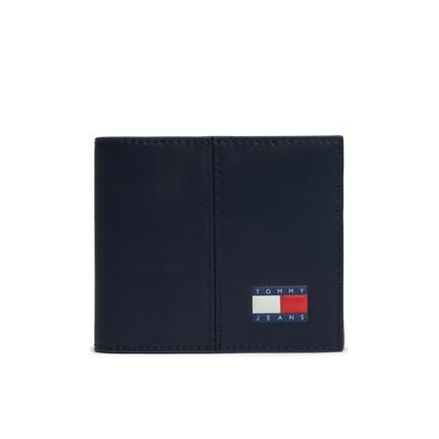 Geldbörse TOMMY JEANS "TJM HERITAGE LEATHER CC & COIN", Herren, blau (nachtblau), Leder, Lederimitat, Textil, Basic, Kleinlederwaren, Unisex Geldbeutel, Portemonnaie, Money Pocket mit Logoschriftzug