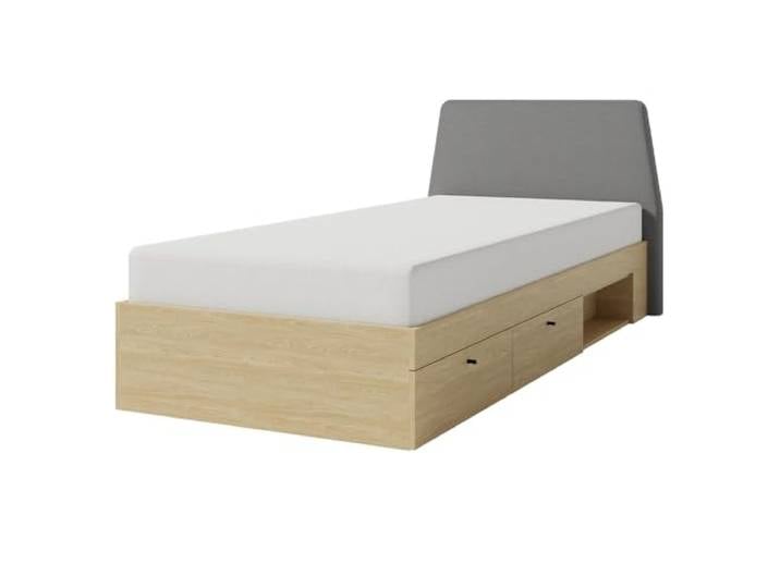 Lomadox Jugendzimmer Kinderzimmer Bett Kinderbett Jugendbett Einzelbett Bettgestell 90x200 cm Liegefläche in Eiche mit grau, mit Bettschubkästen