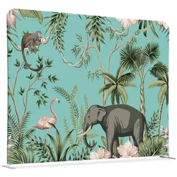 SHOWDOWN Displays Showdown Textil Raumteiler Basic - 150-150 Doppel Kinderecke Tropische Tiere - Silberner Rahmen