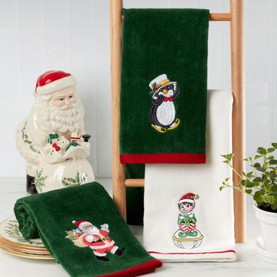 Lenox Holiday Elf, Santa & Penguin Kitchen Towels, Set of 3