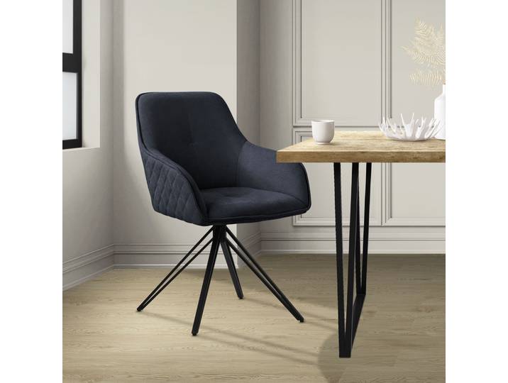 ML-Design Esszimmerstuhl drehbar, Anthrazit, aus Textil Webstoff mit Metallbeine