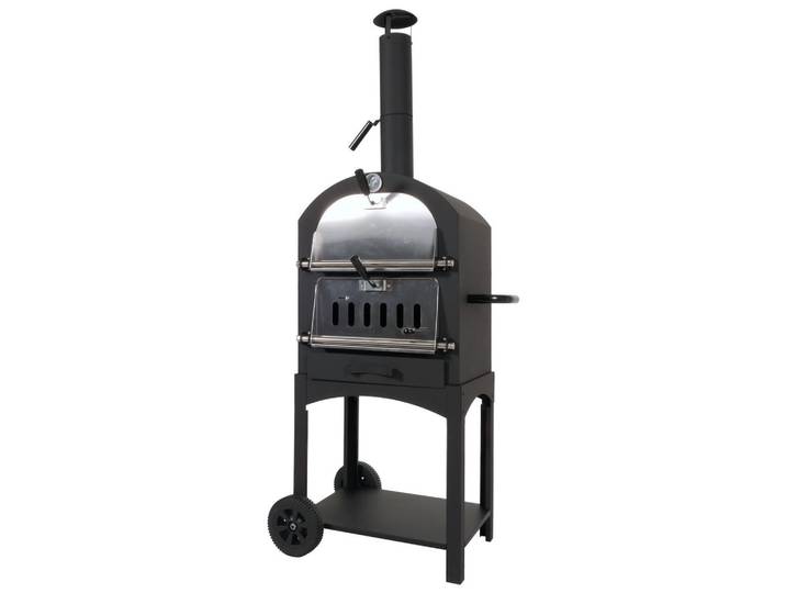 MCW Pizzaofen Schwarz, Metall, 70x166x48 cm, Grills, Holzkohlegriller