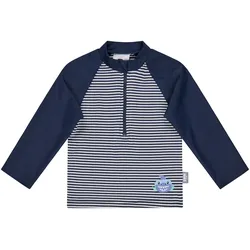 Sterntaler Badeshirt langarm mit UV-Schutz Ringel Hai, blau | natur, 74
