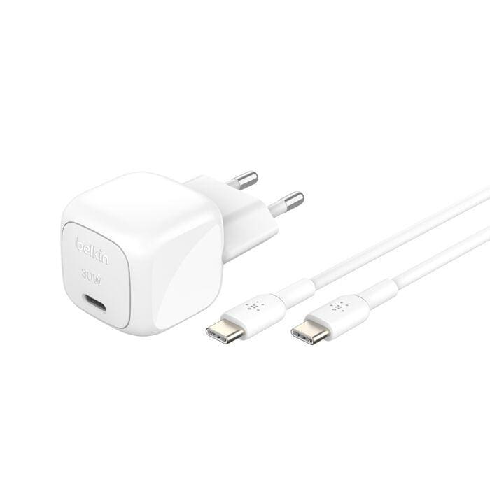 Belkin BoostCharge kompaktes USB-C-Ladegerät (30 W) mit USB-C-Kabel WCA008kq1MWH-B6