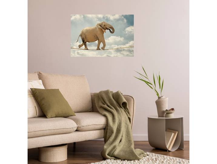Wandsticker QUEENCE Tanz auf dem Seil , braun, B:150cm H:90cm T:0,1cm, Folie, Wandtattoos, Wandsticker, Selbstklebend, kinderleichte Anbringung