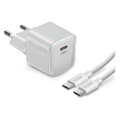 SBS GaN Netzlader, 1x USB-C PD, 20W, inkl. 1,5m USB-C-Kabel (20 W, 1 Port) (TETRKITGAN1C20MINI)