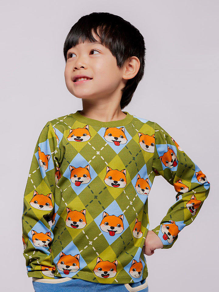 Småfolk Longsleeve "Füchsen" in Grün - 122/128