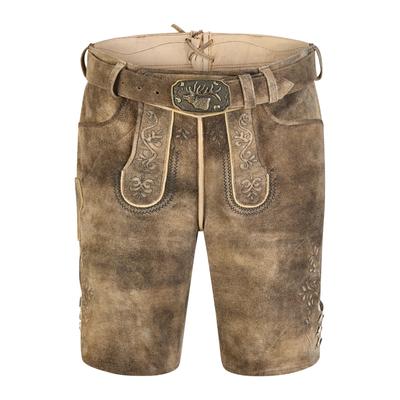 Lederhose SPIETH & WENSKY "Herford", Herren, Gr. 52, N-Gr, braun (gerste schwarz), Obermaterial: 100% Lammleder LEL., uni, festlich, regular fit, Hosen, hochwertige Verarbeitung, Topseller