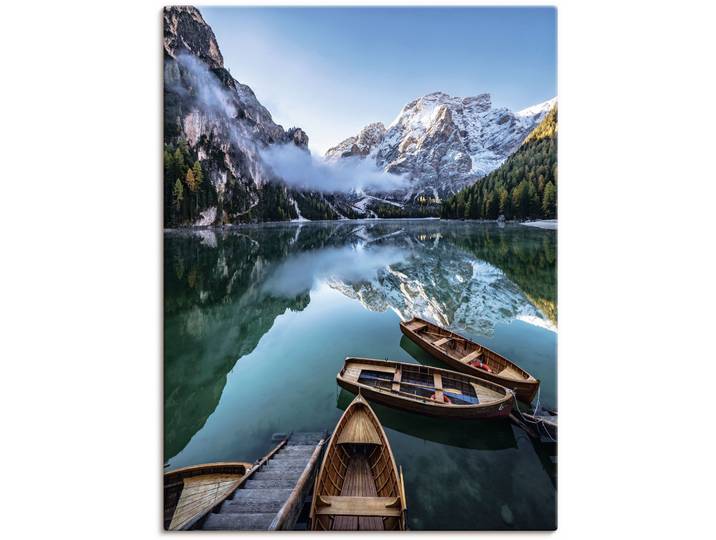 Wandbild ARTLAND Pragser Wildsee in Südtirol , blau (farbe bild(er): blau), B:60cm H:80cm, Bilder, Wandbild, als Alubild, Leinwandbild in verschied. Grössen