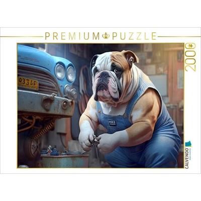 CALVENDO Puzzle Bulldogge als Automechaniker | 2000 Teile Lege-Größe 90x67cm Foto-Puzzle für glückliche Stunden