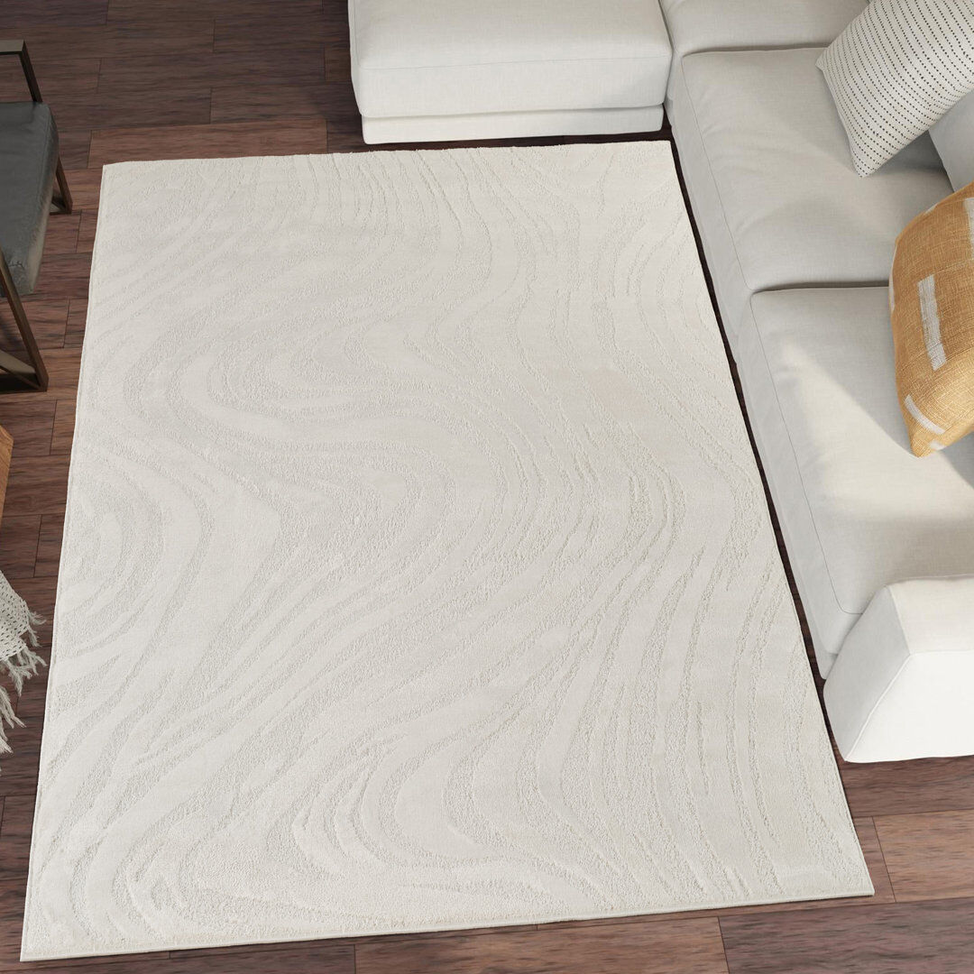 Desire Rugs Hamilton Modern Metallic Sheen Area Rug - Polypropylene Weaving - Jute Backing - Marble Inspired Design Rugs, Cream Cream Rectangle 200 x 290 cm