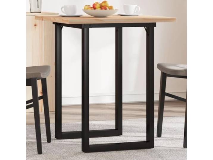 HEFZGDB Esstisch O-Gestell 70x70x75,5 cm Massivholz Kiefer & Stahl mit robuster Tischplatte für rustikale Optik und langlebige Stabilität