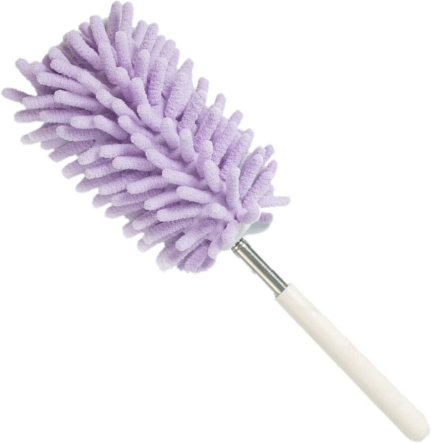 INF Teleskop-Chenille-Staubwedel mit biegsamem Kopf – ausziehbarer Edelstahl-Staubpinsel, waschbarer Chenille-Kopf, Violett