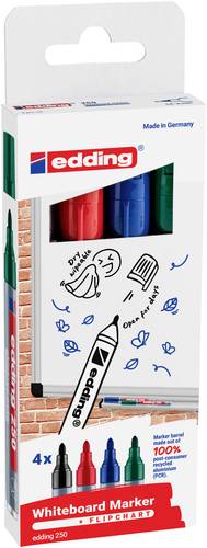Edding 4-250-4-2 Whiteboardmarker Set Blau, Grün, Rot, Schwarz 4St.