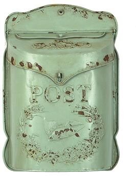 Storied Home Embossed Tin Post Box with Distressed Finish