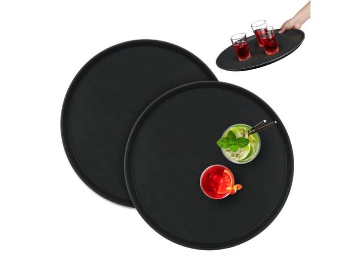 Relaxdays Rundes Gastro Serviertablett 2er Set