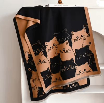 Inspire Essentials Cute Cat Jacquard Pashmina Cashmere Scarf For Women Winter Blanket Shawl 7