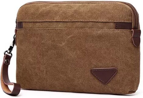 INF Herren Canvas Clutch Tasche, große Clutch Tasche mit Reißverschluss für Herren Braun