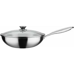 GSW Wok-Pfanne Schmorpfanne, Pfanne + Kochtopf, Silber