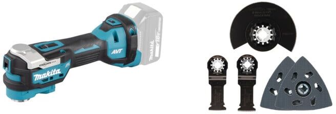 Set Makita Akku-Multitool DTM52Z + Makita Schreinerset 5-teilig