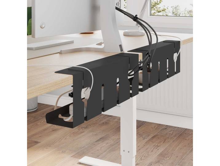 vidaXL Unter dem Schreibtisch Kabelmanagement Tray 2 Stk. Schwarz