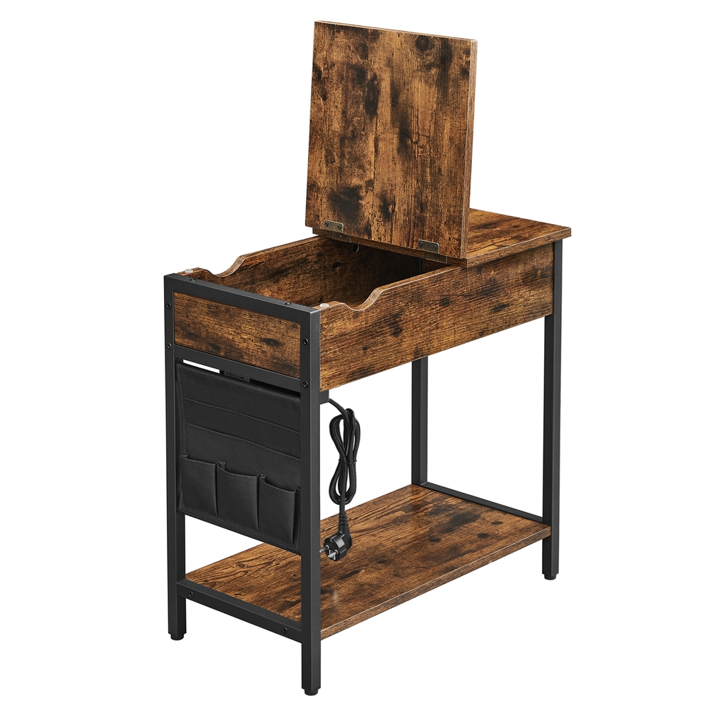 VASAGLE Beistelltisch, Nachttisch mit Steckdosen, USB-Anschlüsse LETB35311B01