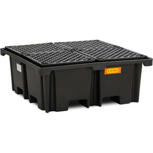 CEMO Auffangwanne 400/4, 11278, aus Polyethylen, 129 x 129cm, Polyethylen-Gitterrost, unterfahrbar, 400 Liter