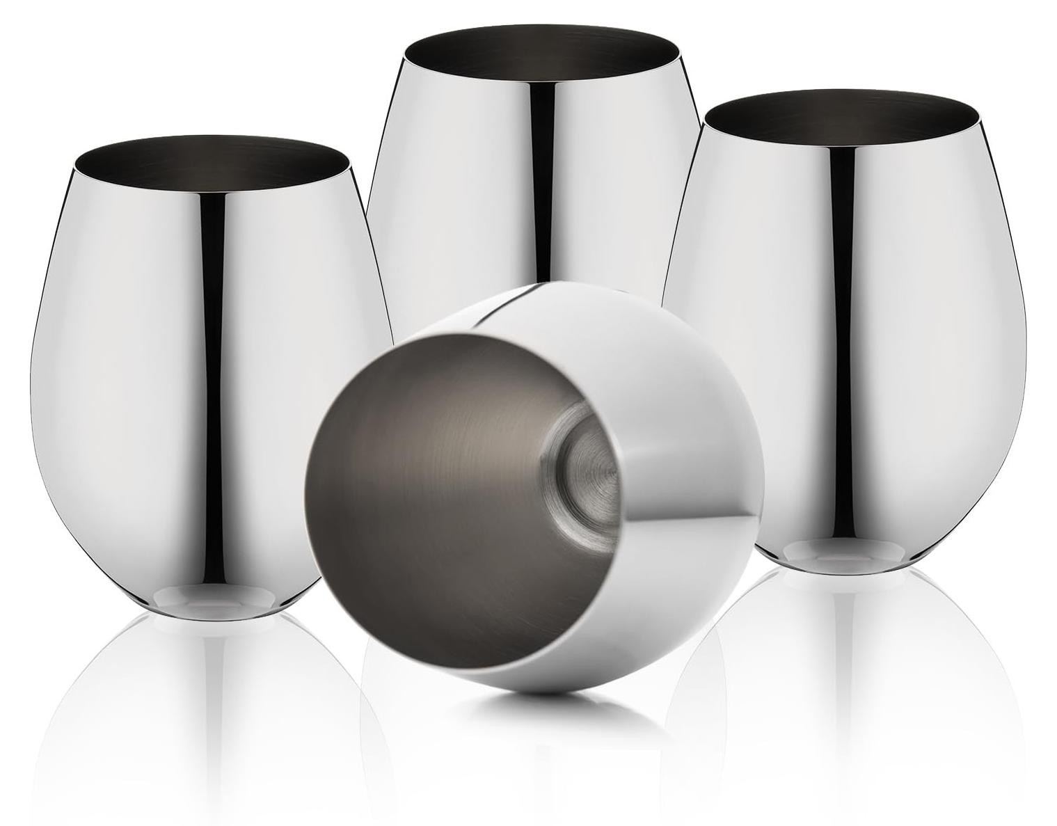 Set van 4 Shatterproof RVS Wijnglazen van Solidchoice