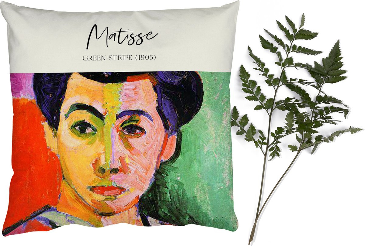 Sierkussen Henri Matisse Green stripe Oude meesters - 40 x 40 cm