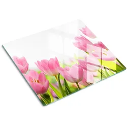 GLASPLATTE 60x52 cm Rosa Tulpen