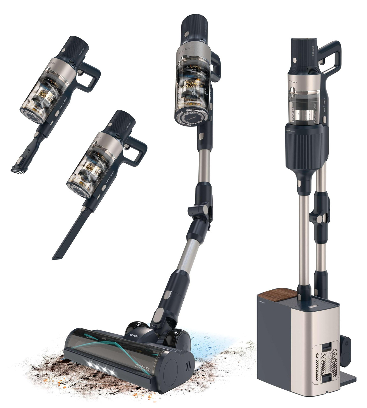 Cecotec Conga Rockstar 5500 Hurricane Station Flex Stofzuiger - 30.000 Pa - 90 min - Zwart/Grijs