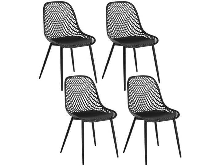 Klihome Esszimmerstühle 4er Set, Esszimmer Stühle mit Rückenlehne Metallbeinen, Küchenstuhl Schalenstuhl Wohnzimmerstuhl, skandinavisch, modern, Schwarz K0023EZS-4