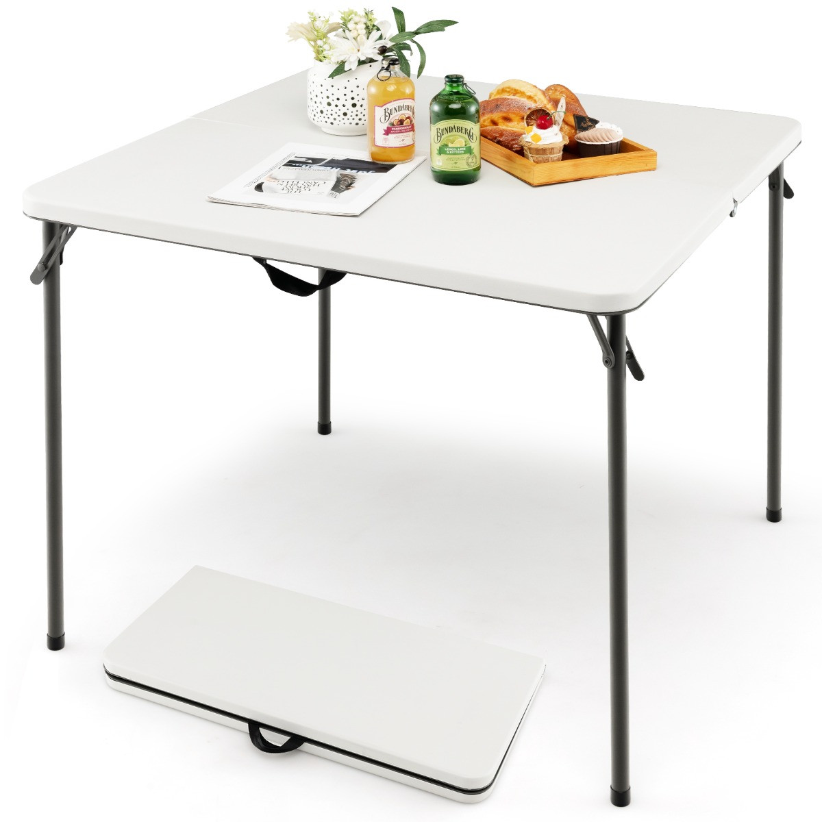 Costway Opvouwbare Picknicktafel voor Camping en Tuin, Wit