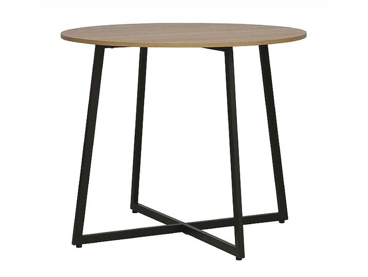 Feldmann-Wohnen Esstisch Luna (runde Tischplatte 90x90cm, 1-St., moderner Esstisch, schwarze Metallgestell), 90x90x76cm Eiche Natur / Gestell: schwarz