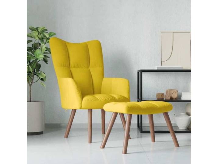 BEAU Chaise de salon - Chaise de relaxation avec repose-pied - Jaune moutarde Velours 61 5x69x95 5 cm mode207751