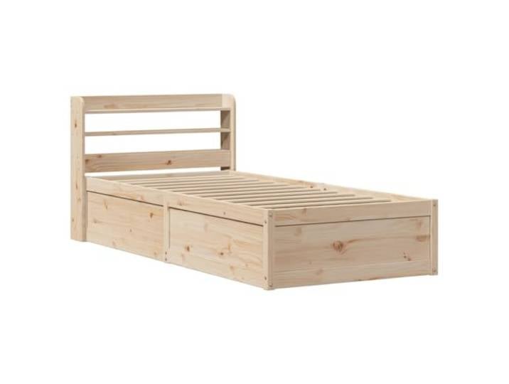 PUGYNBK Bettgestell mit Kopfteil, massives Kiefernholz, 75 x 190 cm Lattenrost im Lieferumfang enthalten, 3 Regale, unabhängiges Kopfteil, ohne Matratze