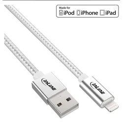 Lightning USB Kabel, für iPad, iPhone, iPod, silber/Alu, 2m