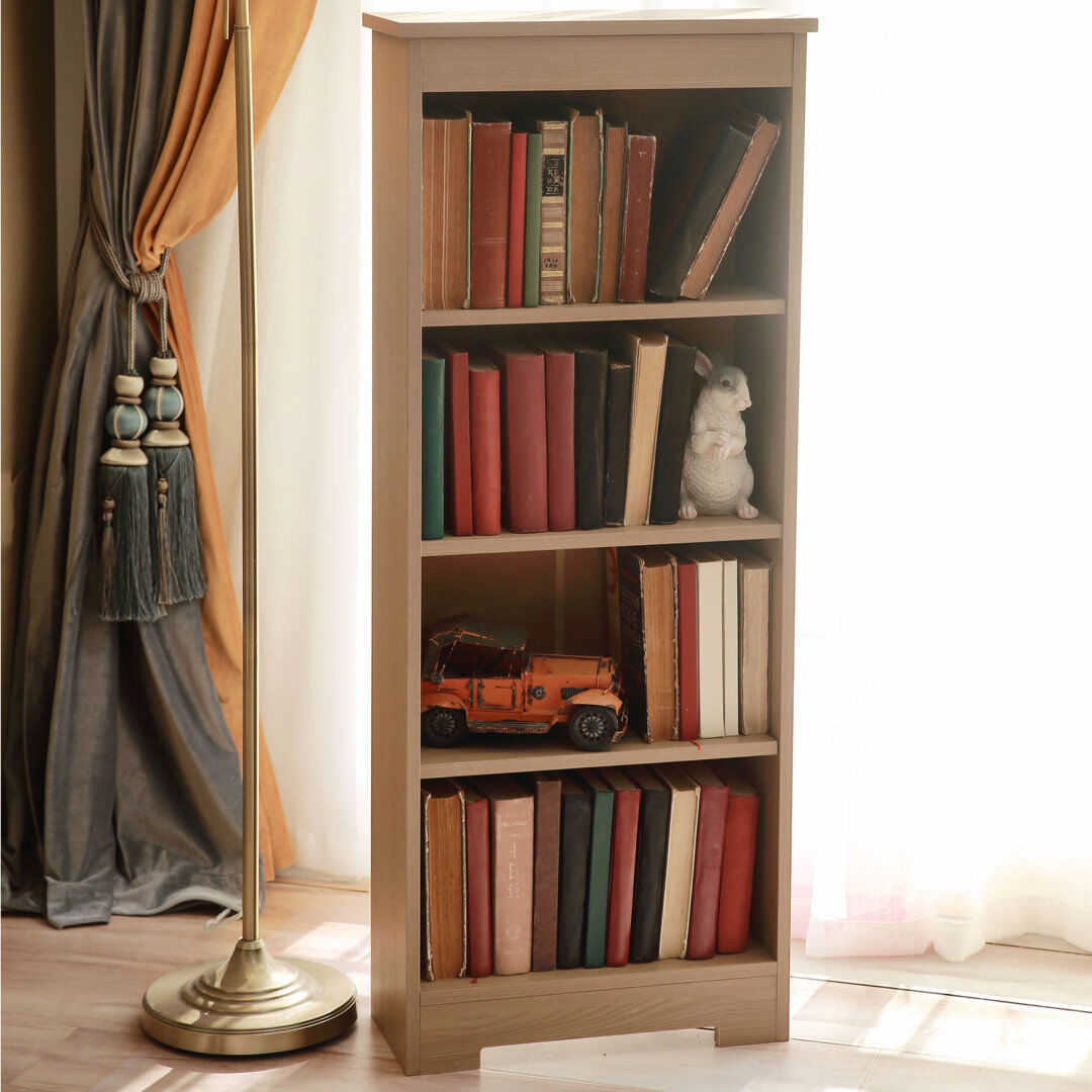 Brambly Cottage Ingrassia Low 4-Shelf Bookcase, 4-Compartment Storage for Living Room Brown 120cm H X 48cm W X 21cm D
