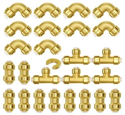 Tools, Home & Hobby 1 2 Inch Brass Push Fit Pipe Fittings Kit 25PCS For PEX Copper CPVC Plumbing 1 2 Inch Brass Push Fit Pipe Fittings Kit 25PCS For PEX Copper CPVC Plumbing
