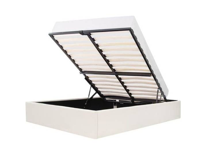 ECLIPSE Lit adulte 160x200 cm + Coffre de rangement - Tissu Beige