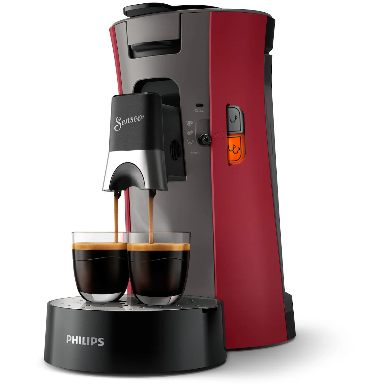 Philips Senseo Select koffiepadmachine, 3 koffiespecialiteiten, rood (CSA240/90)