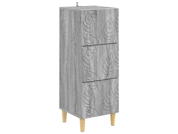 QINXIXINAIXI Schubladenschrank Grau Sonoma 33 x 34,5 x 90 cm Holzwerkstoff Holzwerkstoff, Eukalyptusbeine, grau Sonoma, Schubladen, Fächer, Wohnzimmer, Flur