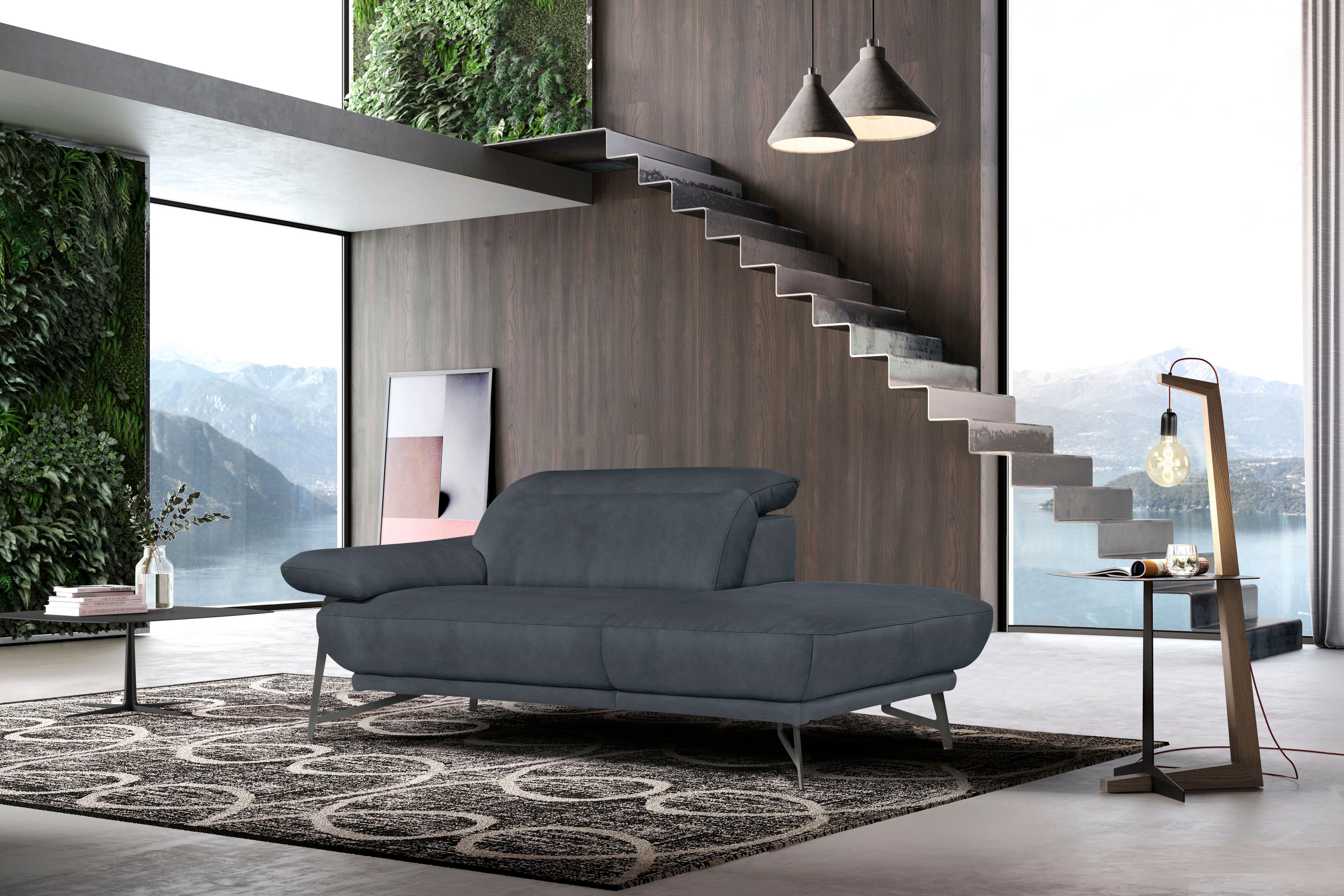 Ottomane EGOITALIANO "Anais, erstklassiges Designsofa, Breite 179 cm, Fußfarbe schattengrau", grau (dunkelgrau), Sofas, B/H/T: 179cm x 74cm x 106cm, Luxus-Microfaser, Ottomane rechts, Armlehne links, LEDER -Artikel BULL – Kat. B: Der Artikel BULL ist ein 