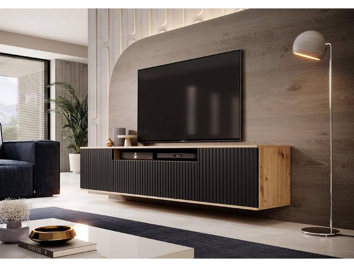 Compleo TV-Schrank 200 cm breit,Hängendes TV-Lowboard oder auf hohen Füßen