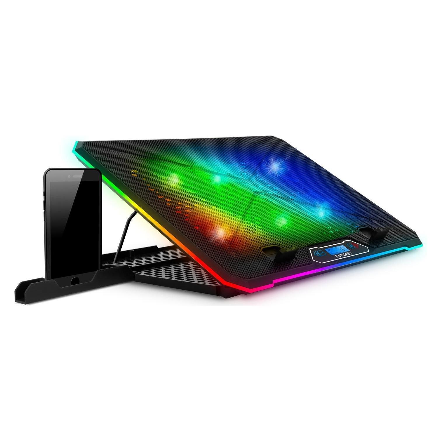 Evolveo Ania 9RGB, chladící podložka pod notebook, 6x ventilátor, RGB podsvícení ventilátorů a obvod (ANIA9RGB)