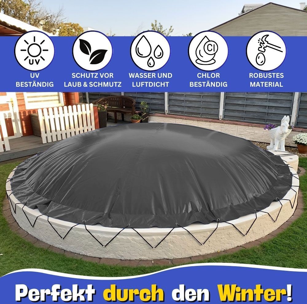 Aufblasbare Poolabdeckung Rundpool Ø 750 cm I Rund Pool 7,5 m I anthrazit (RAL7016)