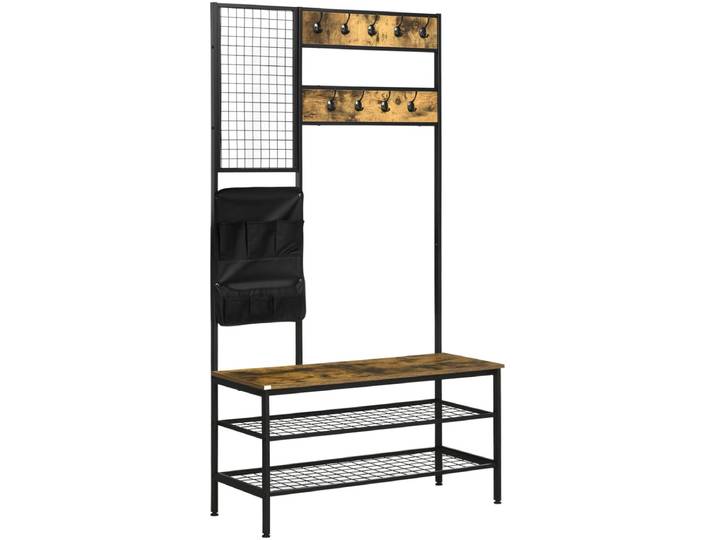 HOMCOM - Kapstok - met Haken - Memobord - Opbergtas en Schoenenrek - 837-219