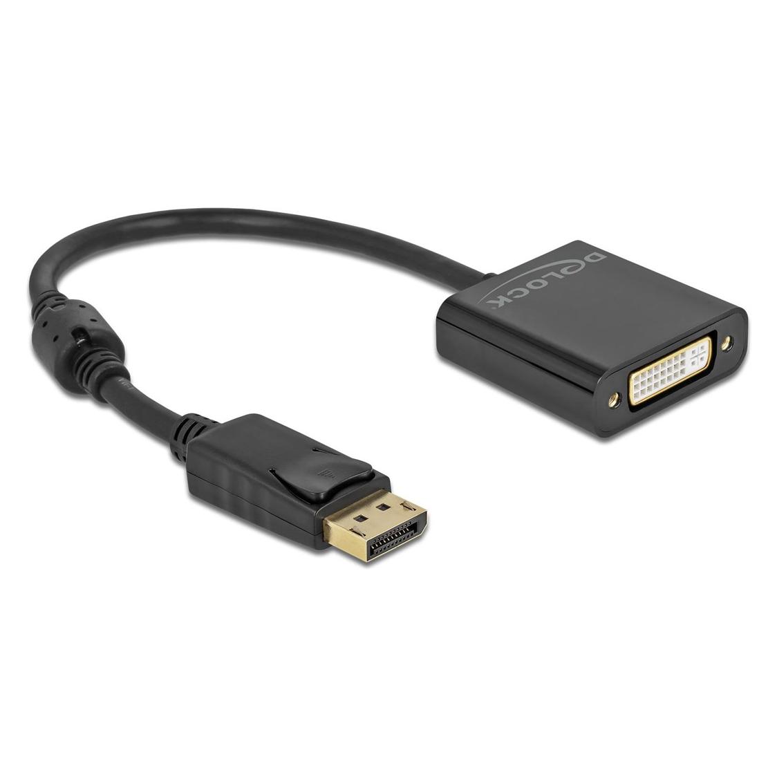 Delock Adapter DisplayPort 1.2 Stecker zu DVI Buchse 4K Aktiv schwarz (DisplayPort, DVI) (63482)