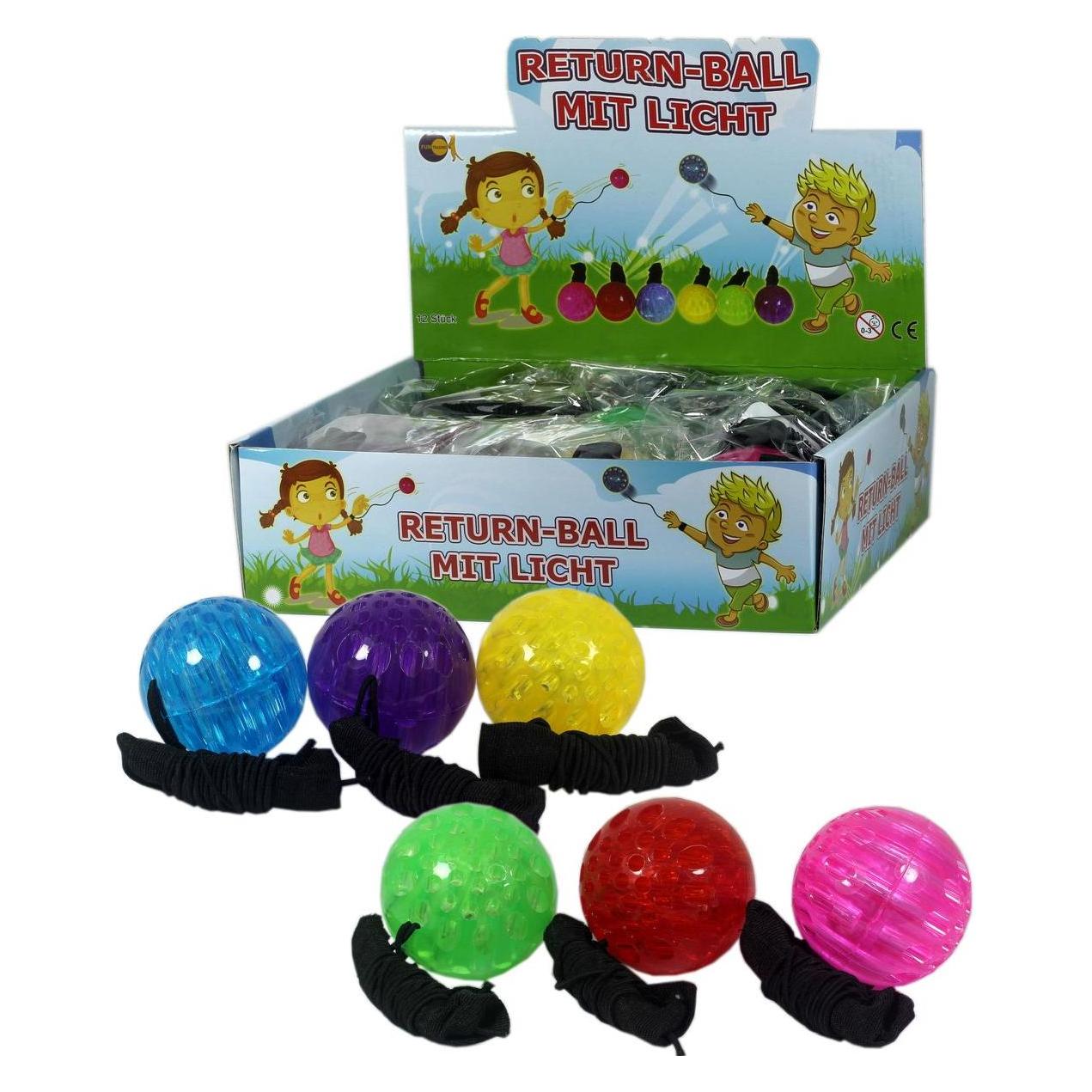 Fun trading Return Ball mit Licht 6fach sortiert (4819)