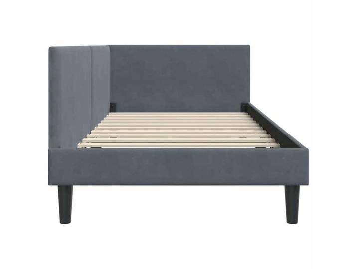 Elégant Cadre de lit 1 Place pour adulte Gris - Cadre de lit d'angle avec tête de lit Gris foncé 90x190cm PRO2973877572